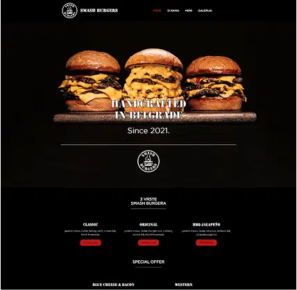Portfolio: moderan WordPress sajt za restoran Smash Burgers
