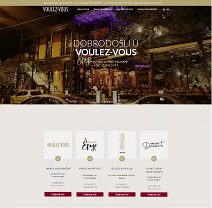 Portfolio: moderan WordPress sajt za restoran Voulez Vous – meni i rezervacije
