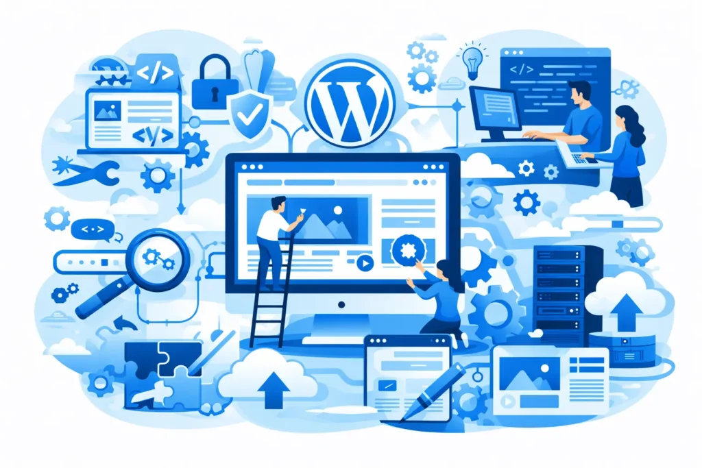 Vizuelni prikaz procesa izrade WordPress sajta za firme
